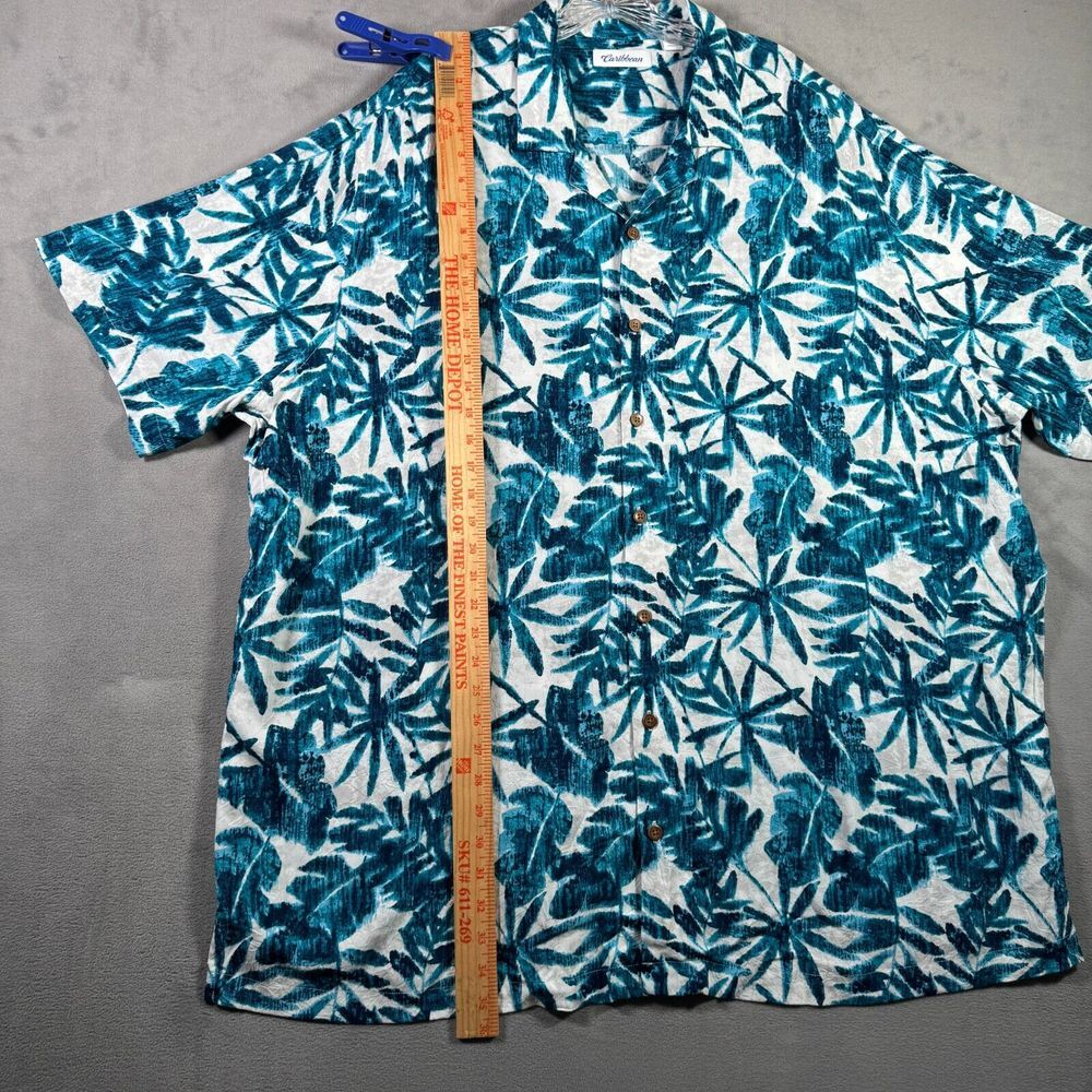 Caribbean Camp Shirt Mens 3XB Blue White Tropical Palm Short Sleeve Button NWOT - Picture 5 of 9